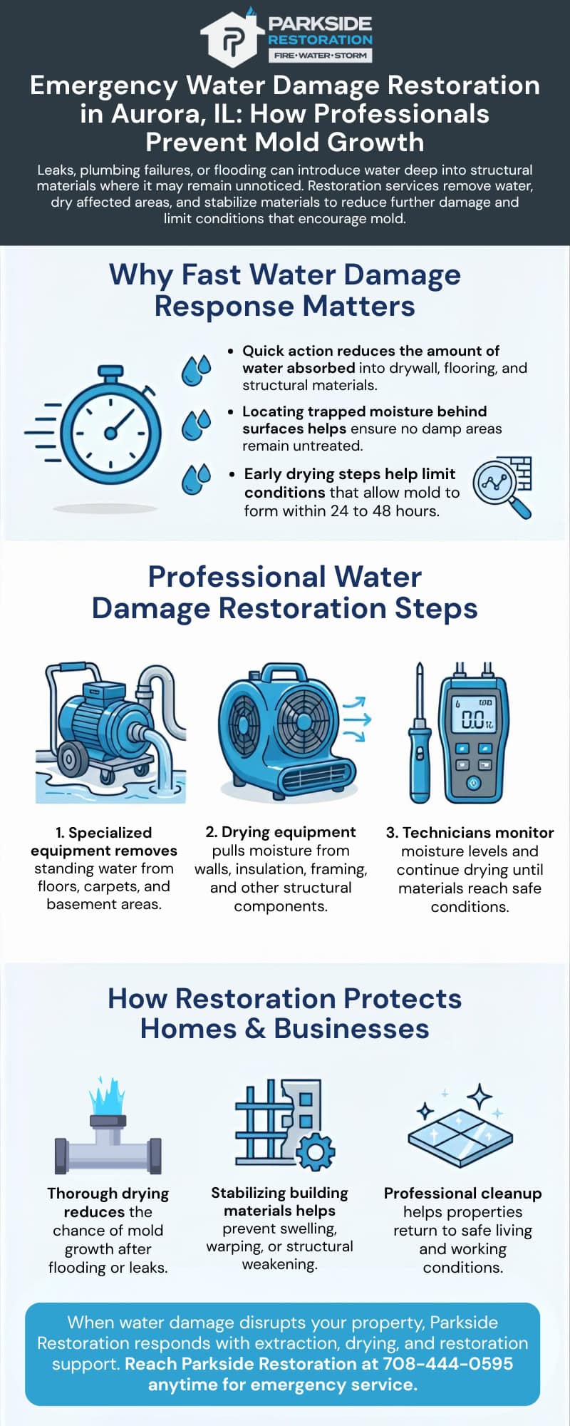 Emergency Water Damage Restoration in Aurora, IL: How Professionals Prevent Mold Growth